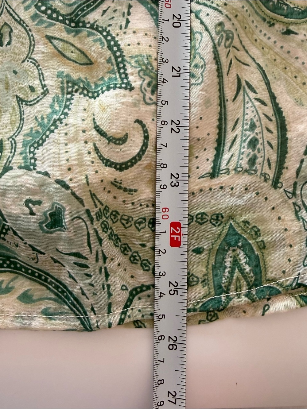 Umgee Green Ivory Paisley Peasant Blouse 3/4 Sleeve Boho Top Medium - Picture 11 of 13
